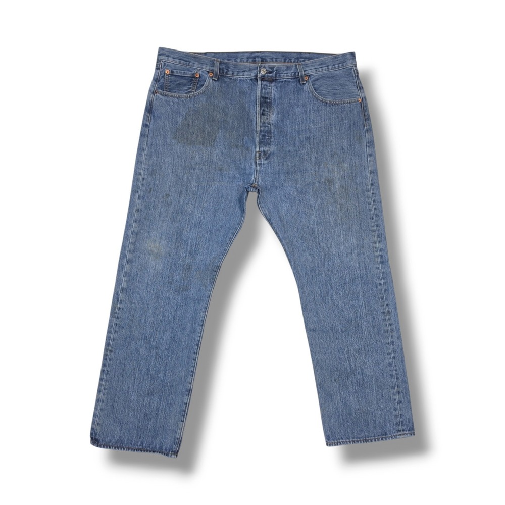 Levi's 501 Button Fly Straight Blue Jeans Men's 42x29 Stained Good Work Pants.